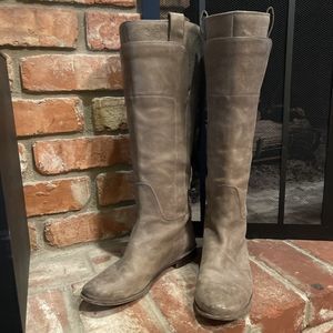 Frye 8B Boots Women Leather Riding 77534 Paige Tall Tan Brown Taupe Distressed